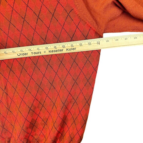 Oxford Golf Sweater Men's XL Rust Red Argyle Wool Long Sleeve Pullover - Picture 6 of 8